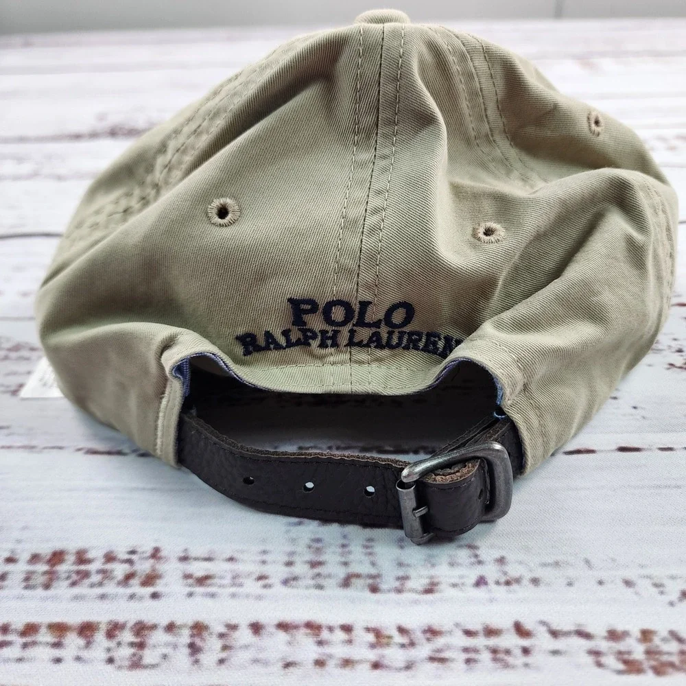 Polo Ralph Lauren Stretch Cotton Twill Ball Cap Khaki Multi Pony Leather Strap